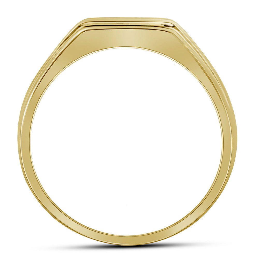10K Yellow Gold Mens Round Diamond Flat Top Band Ring 1/4 Cttw, Mens Size: 7-13