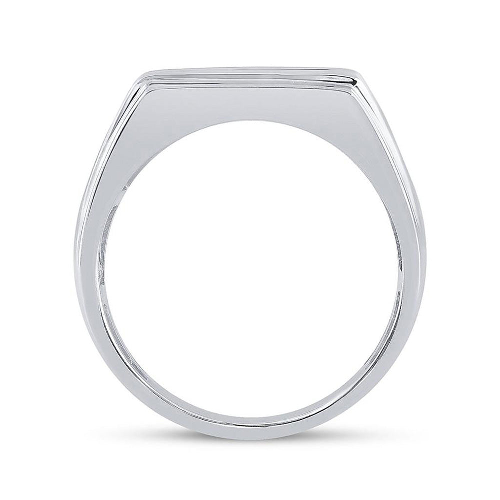 10K White Gold Mens Round Diamond Flat Top Band Ring 1 Cttw, Mens Size: 7-13