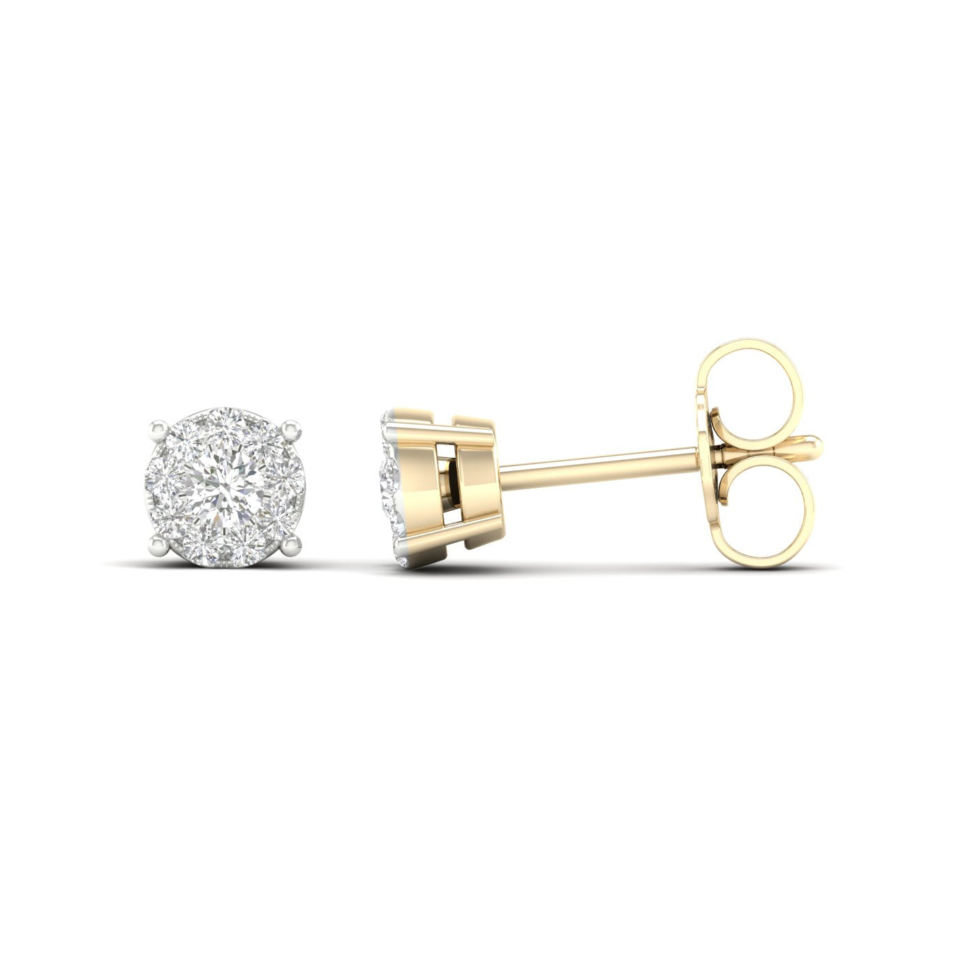 14K Yellow Gold Yellow Gold 0.15 Cttw Round Diamonds Earring
