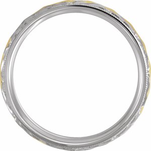 14K White/Yellow Gold 6 Mm Polished Design-Engraved Comfort-Fit Band With Milgrain Size 10
