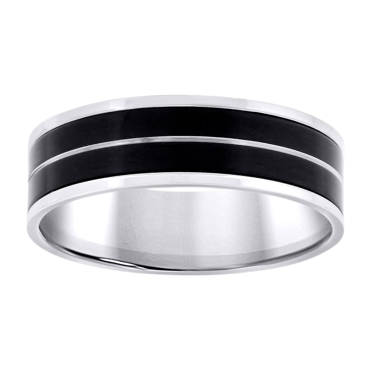 Stainless Steel Black-tone Mens 7mm Sizes 7 - 14 Comfort-Fit Bridal Anniversary Engagement Wedding Band Ring