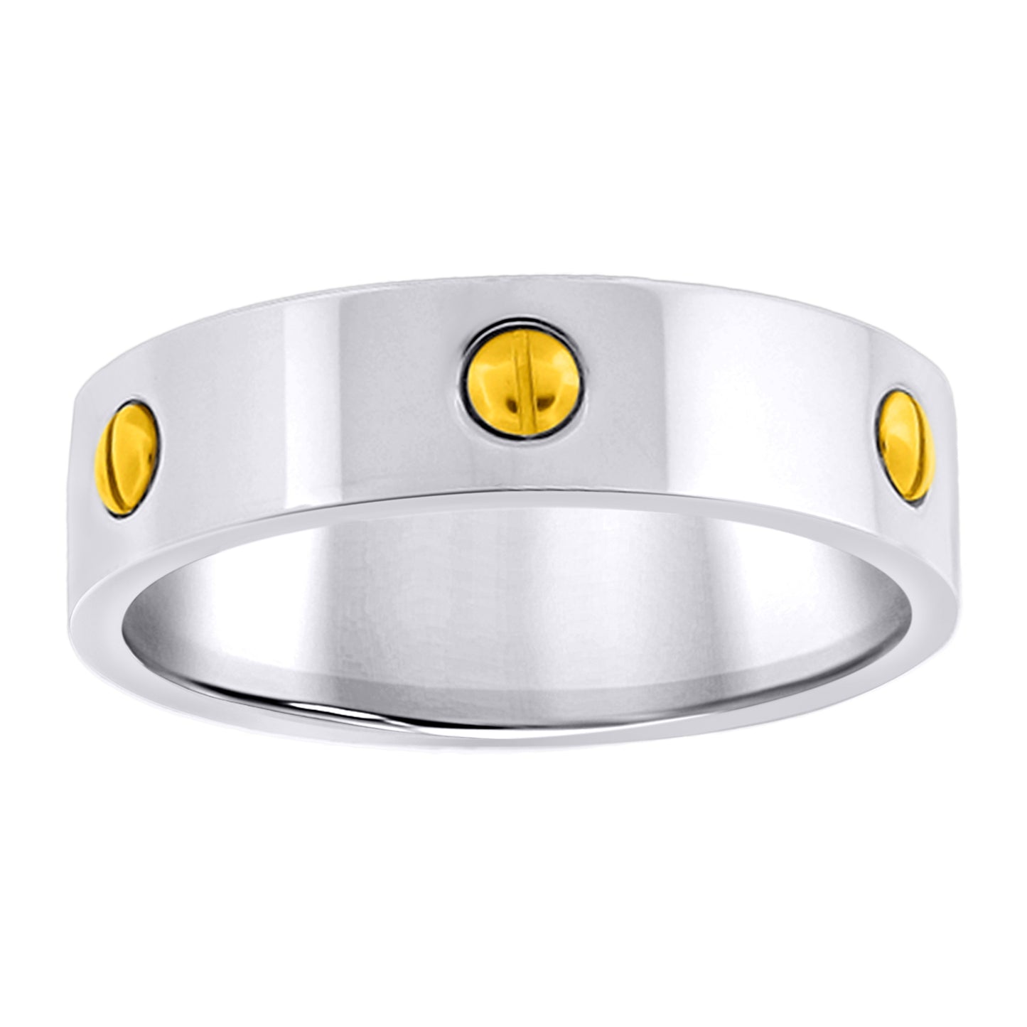 Stainless Steel Mens Gold Screw Sizes 7 - 14 Comfort-Fit Bridal Anniversary Engagement Wedding Band Ring