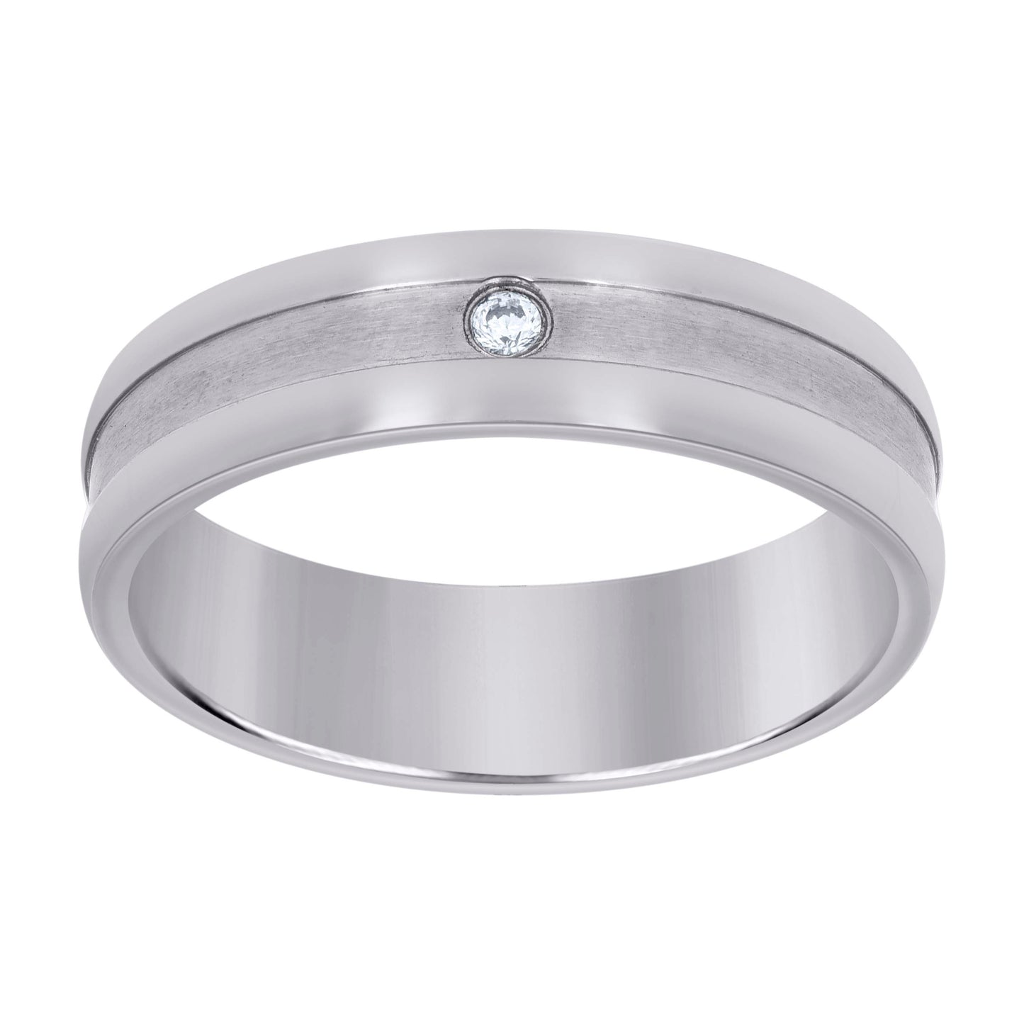 Stainless Steel Mens Two-Tone Brushed Center Dome Sizes 7 - 14 Comfort-Fit Fashion Bridal Anniversary Wedding Engagement Band Ring