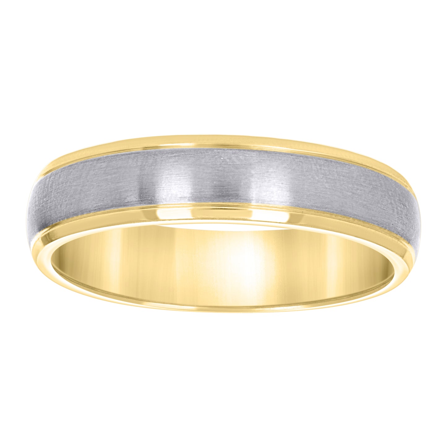Stainless Steel Mens Two-Tone Brushed Center Dome Sizes 7 - 14 Comfort-Fit Fashion Bridal Anniversary Wedding Engagement Band Ring