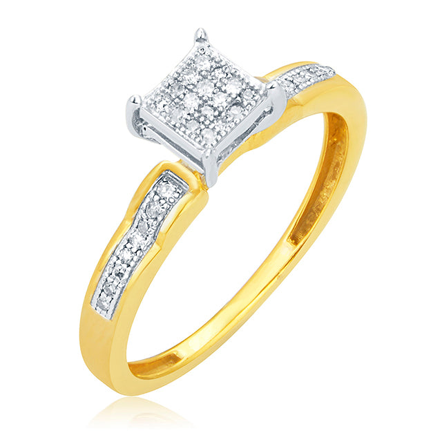 10K Yellow Gold Ladies 0.10 Cttw Diamond Micropave Ring