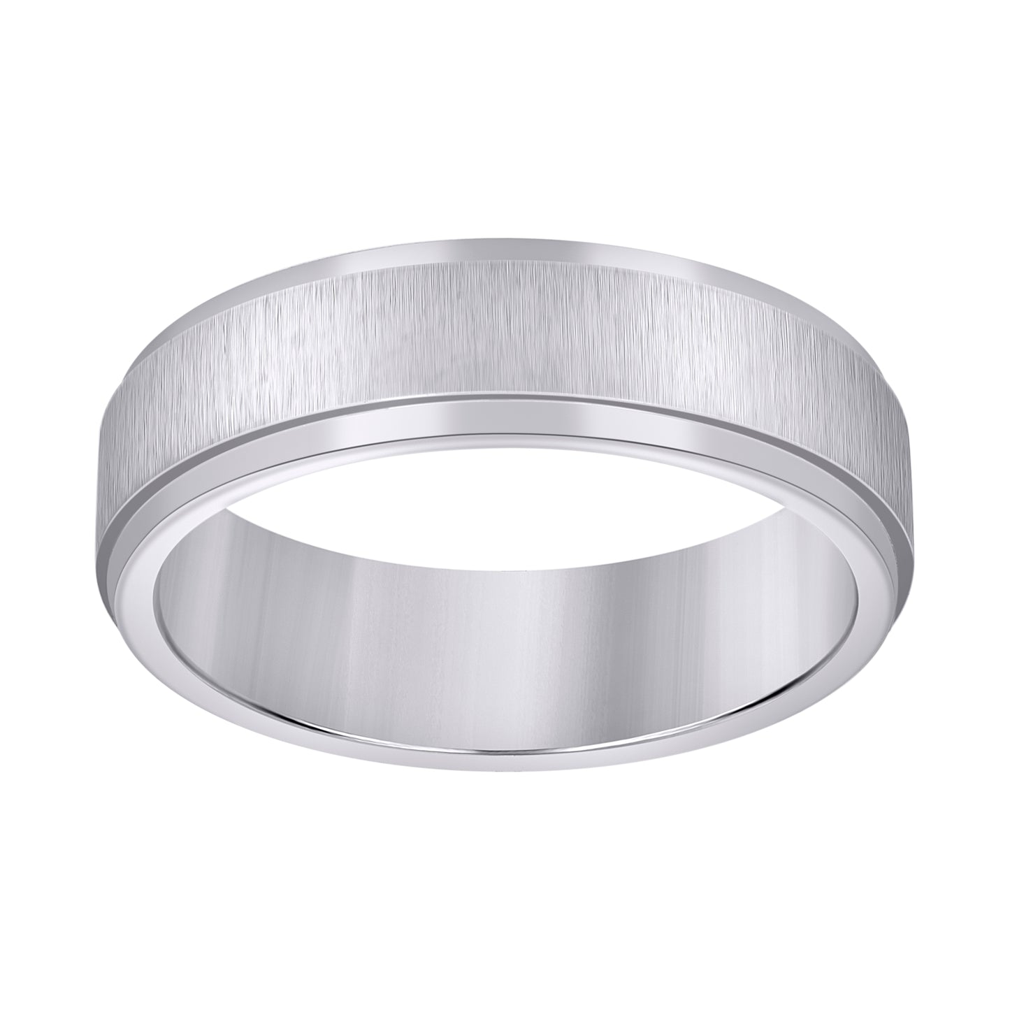 Stainless Steel Mens Center Brushed Step Edges Sizes 7 - 14 Comfort-Fit Fashion Bridal Anniversary Wedding Engagement Band Ring
