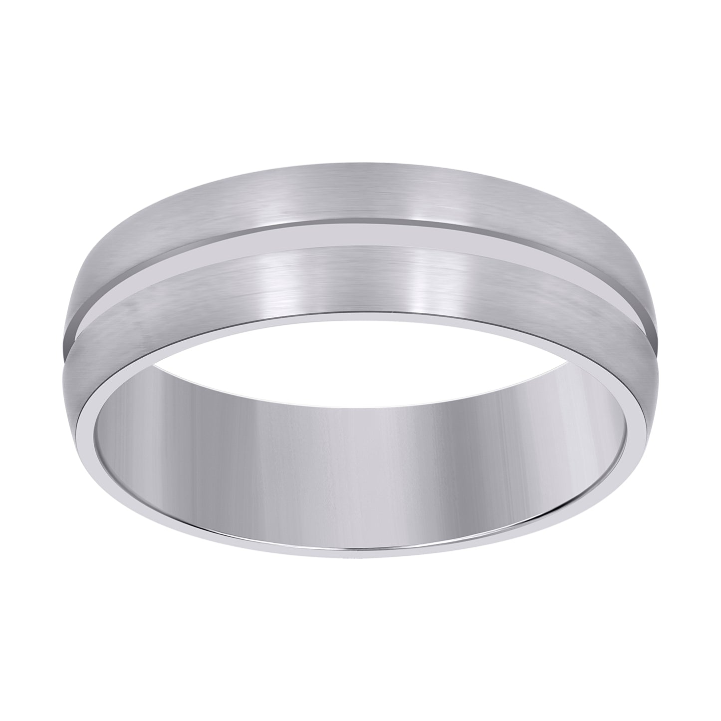 Stainless Steel Mens Center Grooved Side Brushed Sizes 7 - 14 Comfort-Fit Fashion Bridal Anniversary Wedding Engagement Band Ring