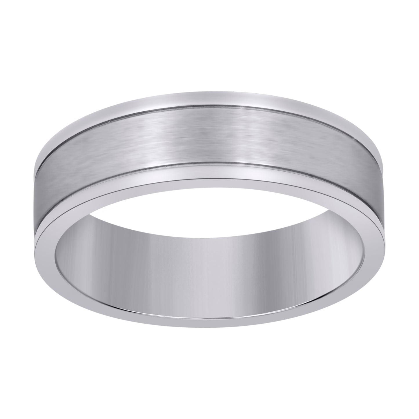 Stainless Steel Men's Center Brushed Step Edges Sizes 7 - 14 Comfort-Fit Fashion Bridal Anniversary Wedding Engagement Band Ring