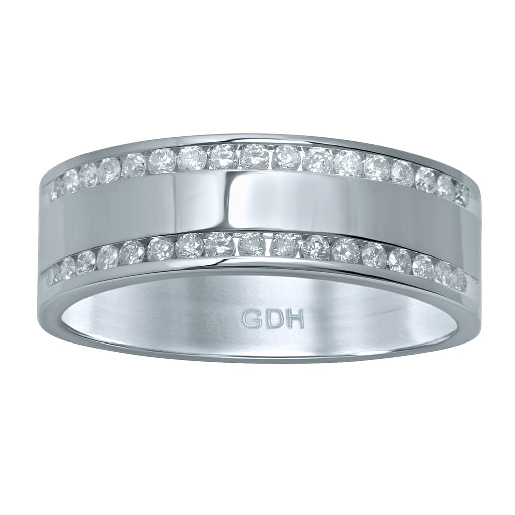 14K White Gold Men's 0.49 Cttw Round Diamonds Machine Band