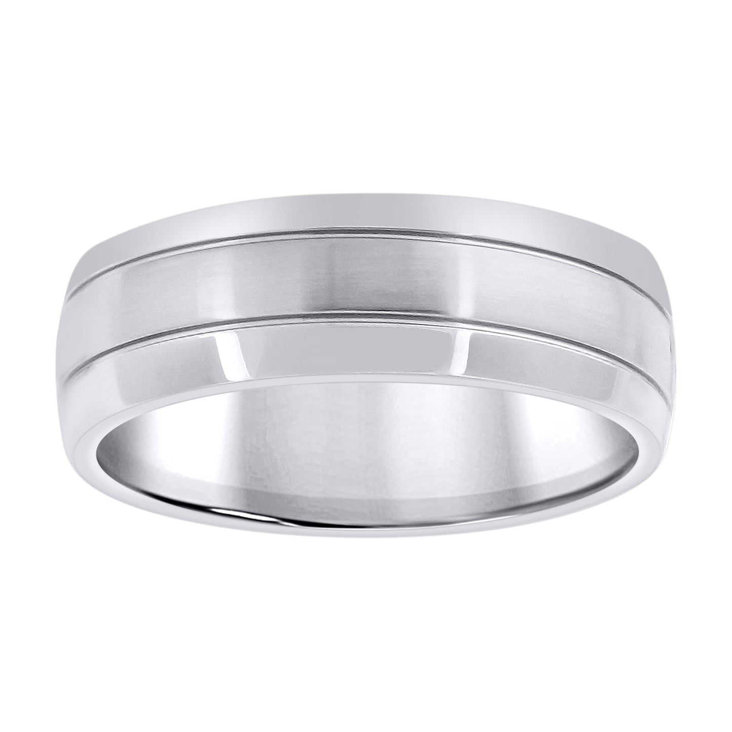 Stainless Steel Mens Center Brushed Double Grooved Sizes 7 - 14 Comfort-Fit Fashion Bridal Anniversary Wedding Engagement Band Ring