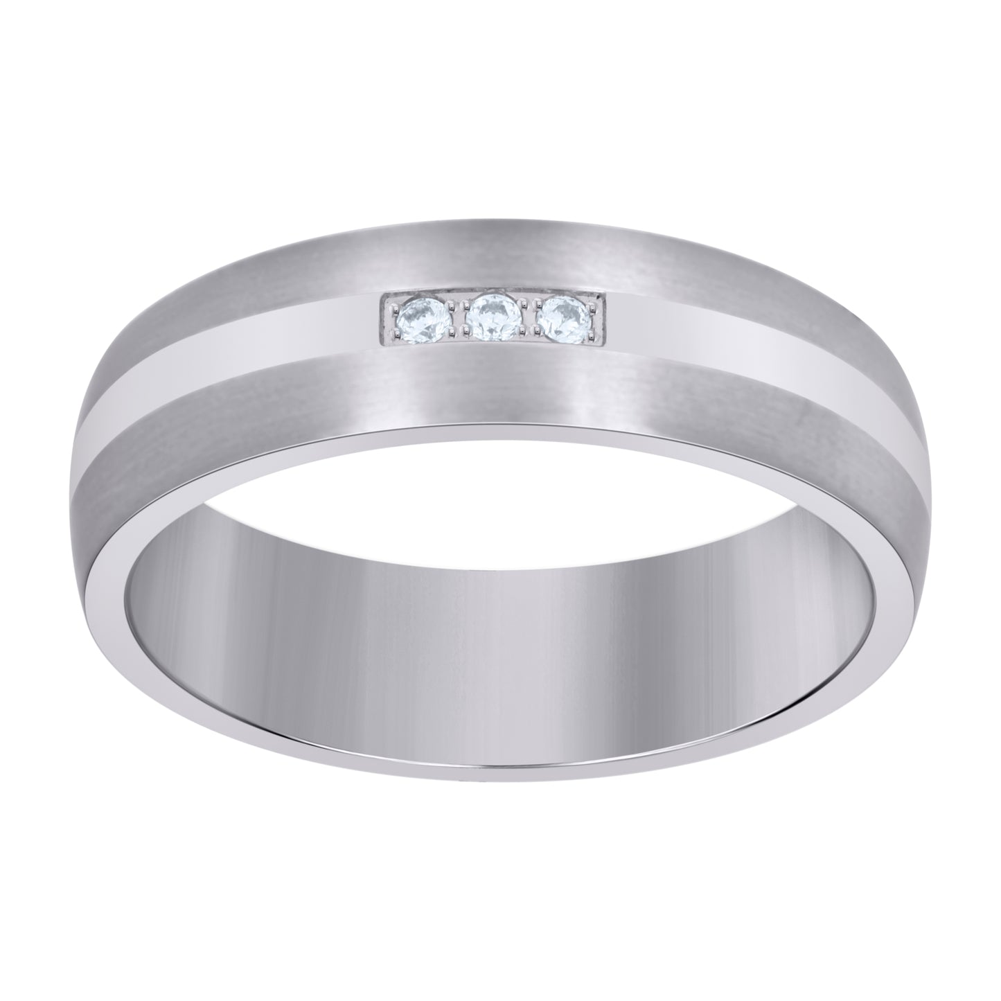 Stainless Steel Mens Cubic Zirconia Center Polished Sizes 7 - 14 Comfort-Fit Fashion Bridal Anniversary Wedding Engagement Band Ring