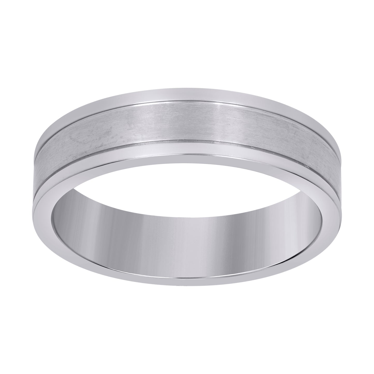 Stainless Steel Men's Center Brushed Double Grooved Sizes 7 - 14 Comfort-Fit Fashion Bridal Anniversary Wedding Engagement Band Ring