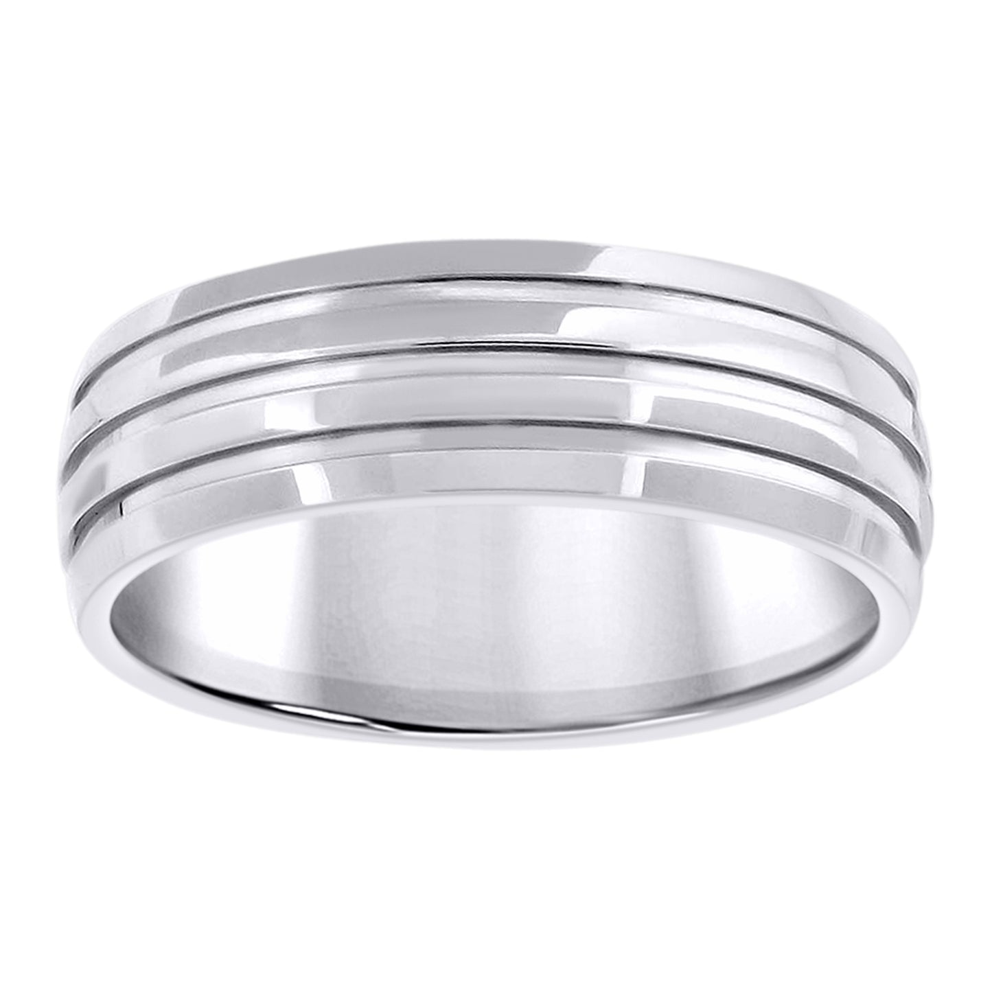 Stainless Steel Mens Triple Grooved Polished Sizes 7 - 14 Comfort-Fit Fashion Bridal Anniversary Wedding Engagement Band Ring