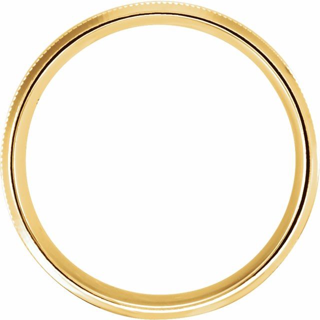 18K Yellow Gold 6 Mm Polished Beveled Edge Comfort-Fit Milgrain Band With Satin Finish, Size 10.5
