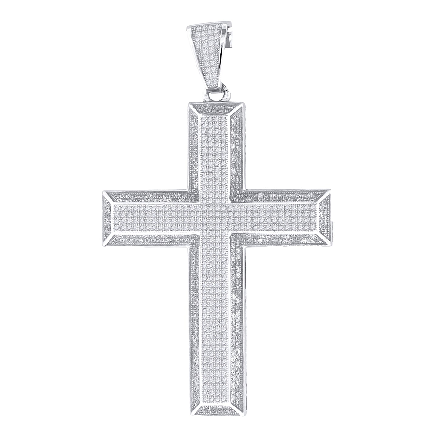 Sterling Silver Or Yellow-Tone Unisex Cubic Zirconia Cross Religious Charm Pendant