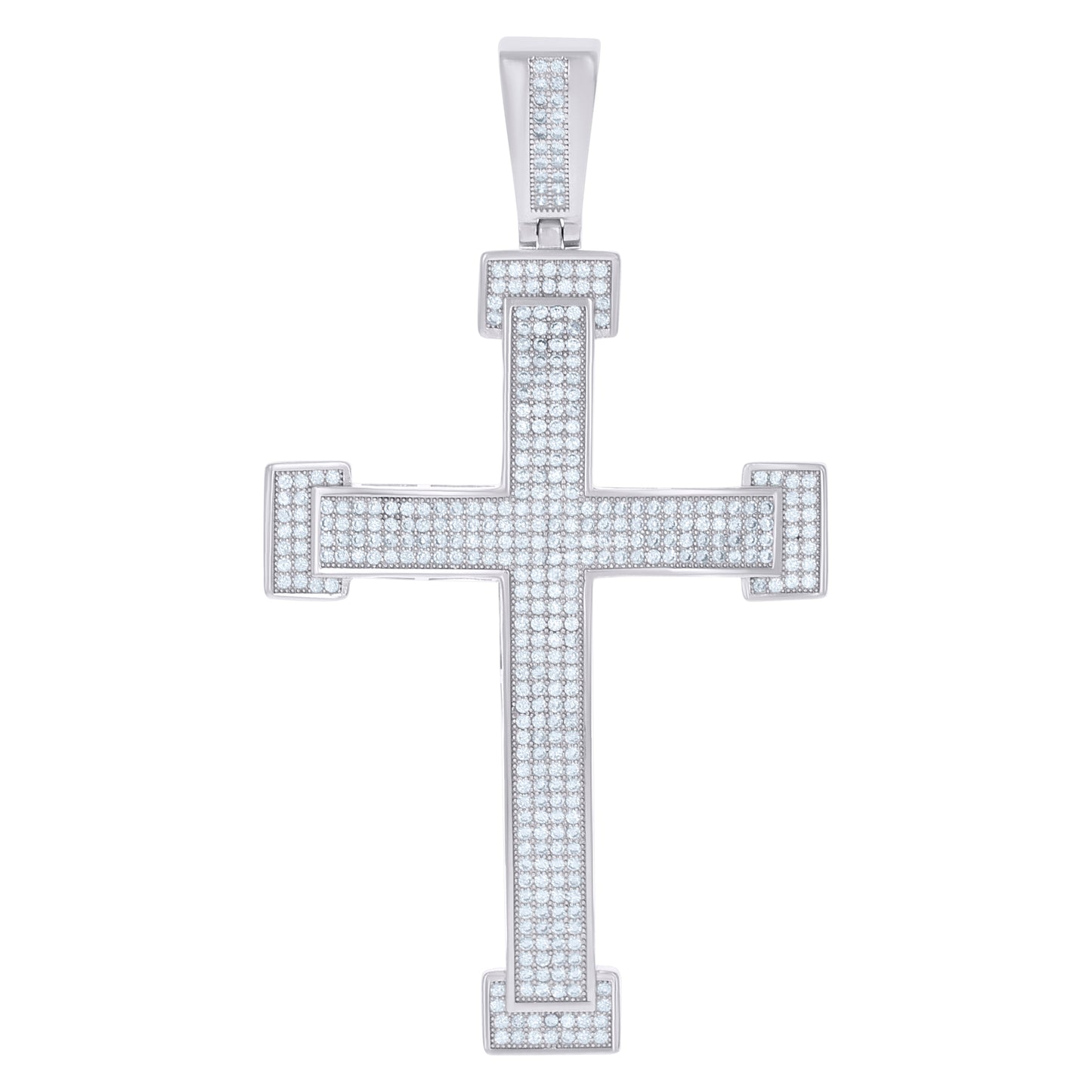 Sterling Silver Or Yellow-Tone Unisex Cubic Zirconia Cross Religious Charm Pendant
