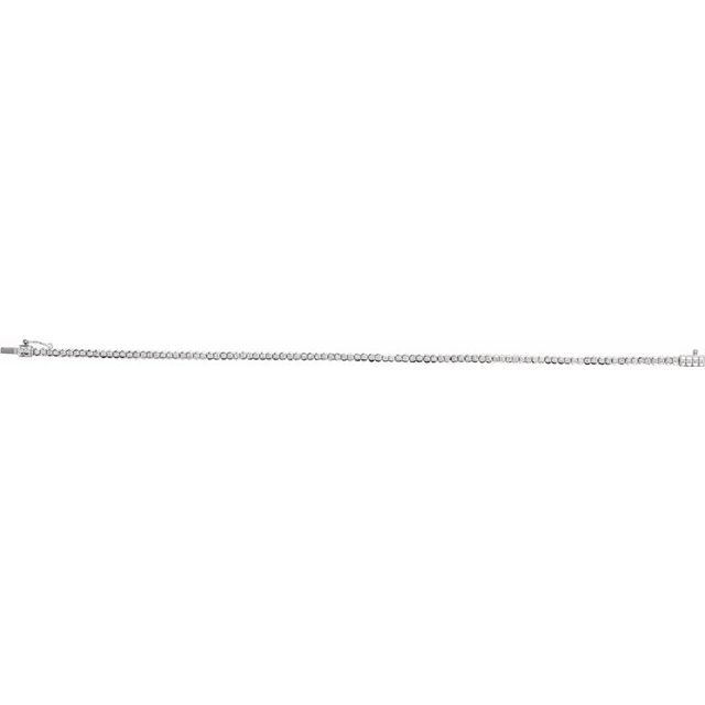 14K White Gold Round I1, G-I 7 In Polished Natural Diamond Line Bracelet
