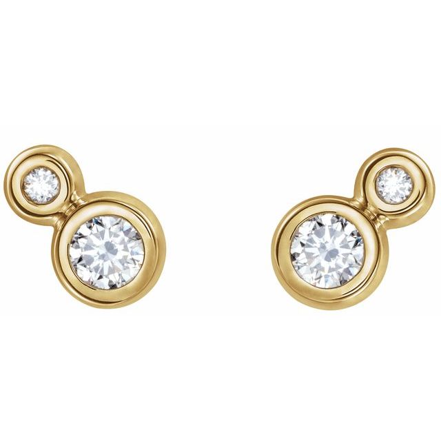 14K Yellow Gold 3 Mm Round Friction Back Polished 1/5 Ctw Natural Diamond Earrings