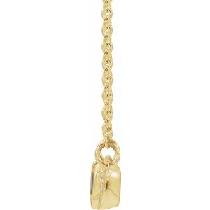 14K Yellow Gold Emerald 6 X 4Mm G-H I1 Lab-Grown Blue Sapphire And .02 Ctw Natural Diamond Bar Necklace, Length: 16 In