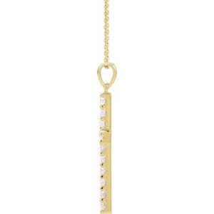 14K Yellow Gold Round 1.3Mm G-H Si1-Si2 Lab-Grown Diamond Cross Necklace, Length: 18 In