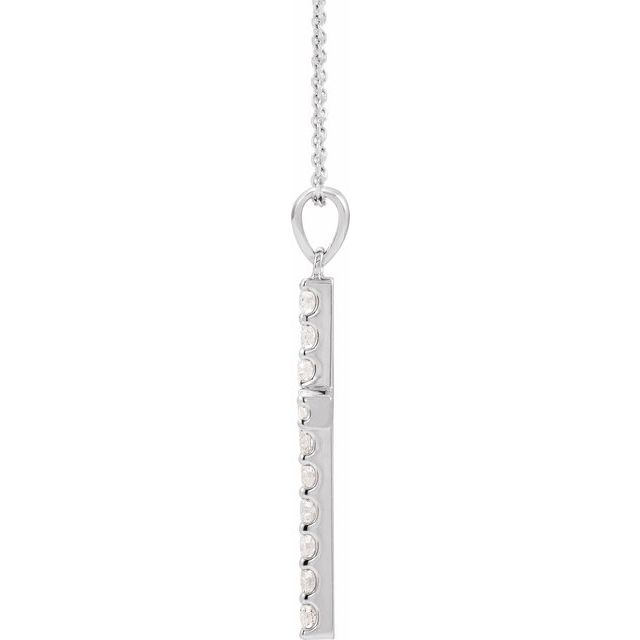 14K White Gold Round 2.25Mm Si1-Si2, G-H 18 In Polished Lab-Grown Diamond Cross Necklace