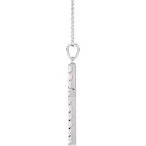 14K White Gold Round 1.3Mm G-H I1 1/8 Ctw Natural Diamond Accented Cross Necklace, Length: 18 In