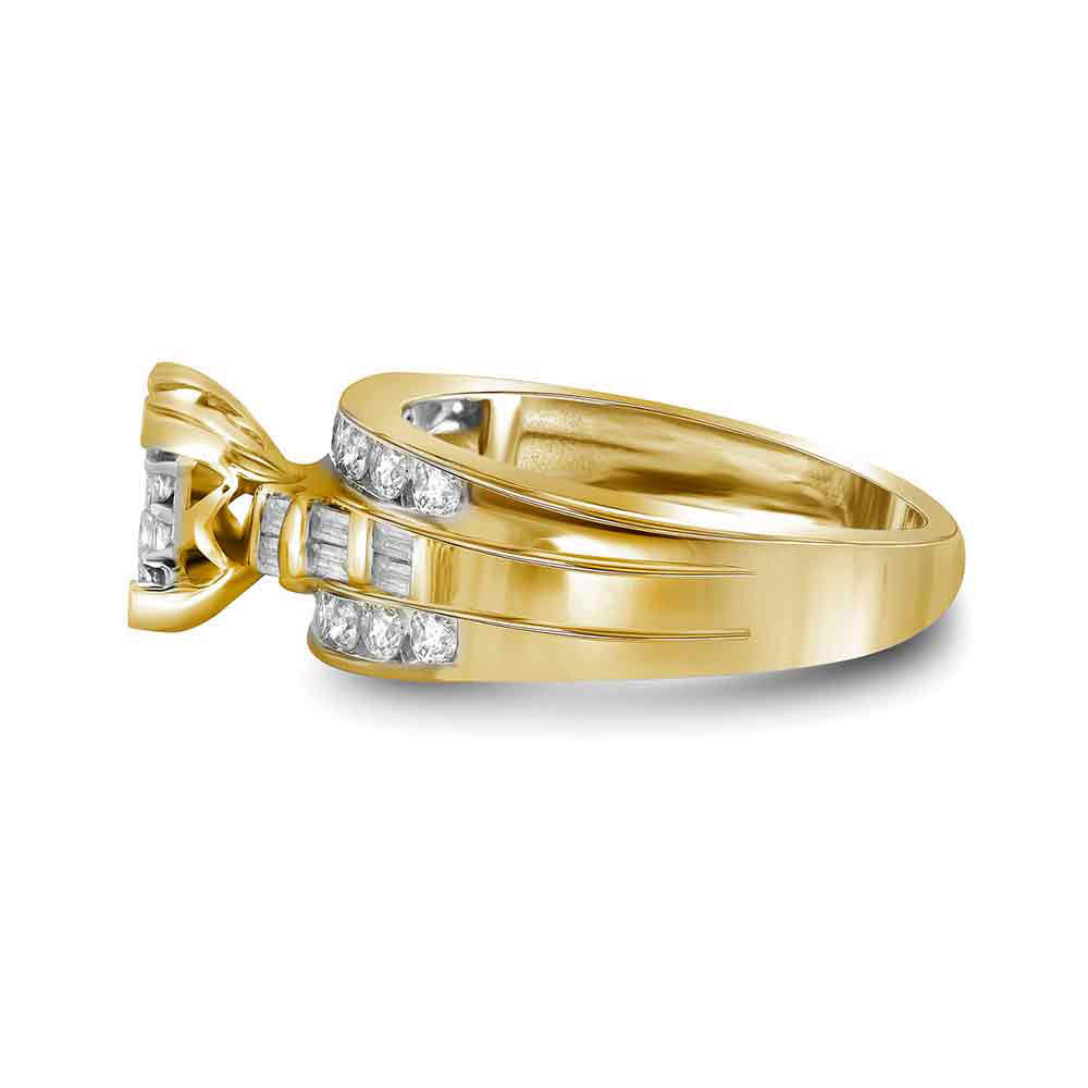 10K Yellow Gold Princess Diamond Cluster Bridal Wedding Engagement Ring 1/2 Cttw, Womens Size: 5-10