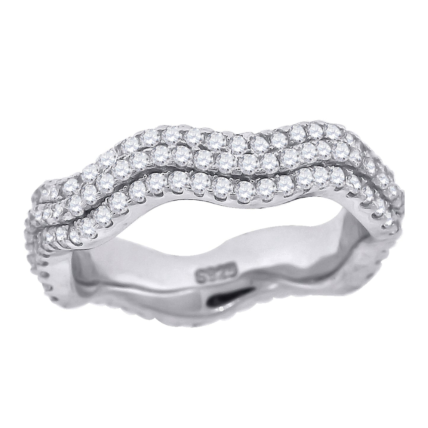 Sterling Silver Womens Cubic Zirconia Fashion Twisted Bridal Anniversary Engagement Wedding Band Ring