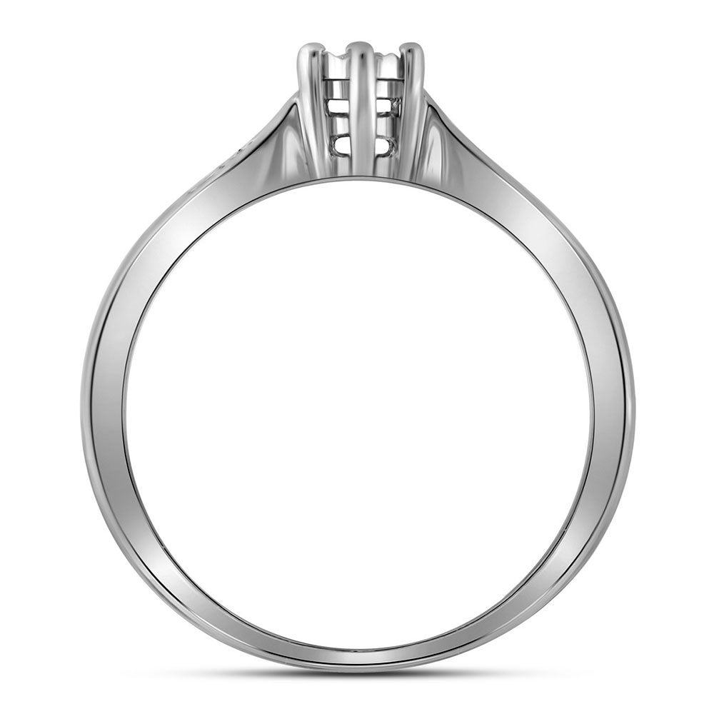 Sterling Silver Round Diamond Solitaire Bridal Wedding Engagement Ring 1/20 Cttw, Womens Size: 5-10