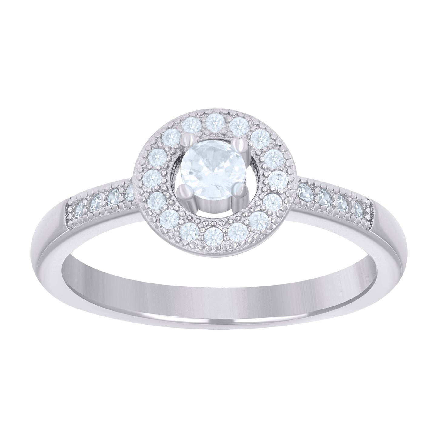 Sterling Silver Women's Cubic Zirconia Halo Bridal Anniversary Engagement Wedding Ring