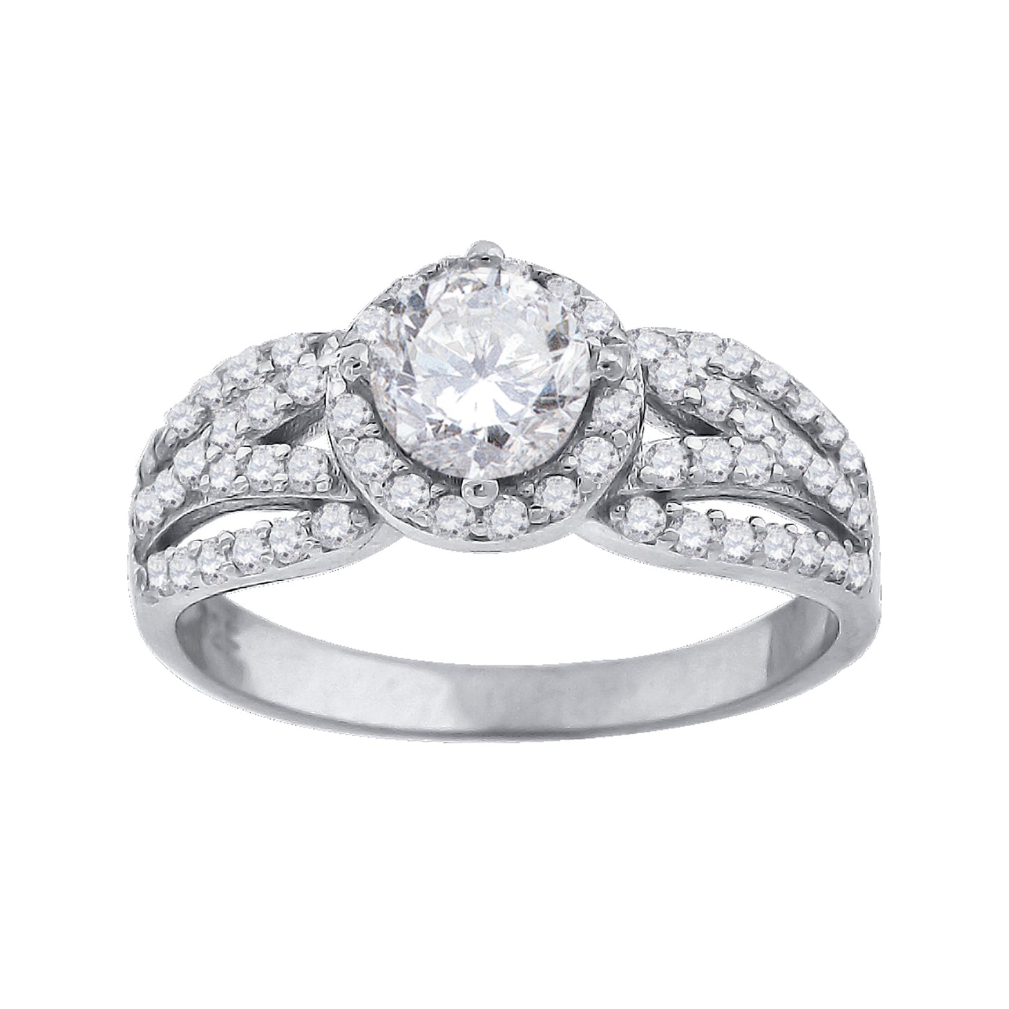Sterling Silver Women's Cubic Zirconia Halo Bridal Anniversary Engagement Wedding Ring
