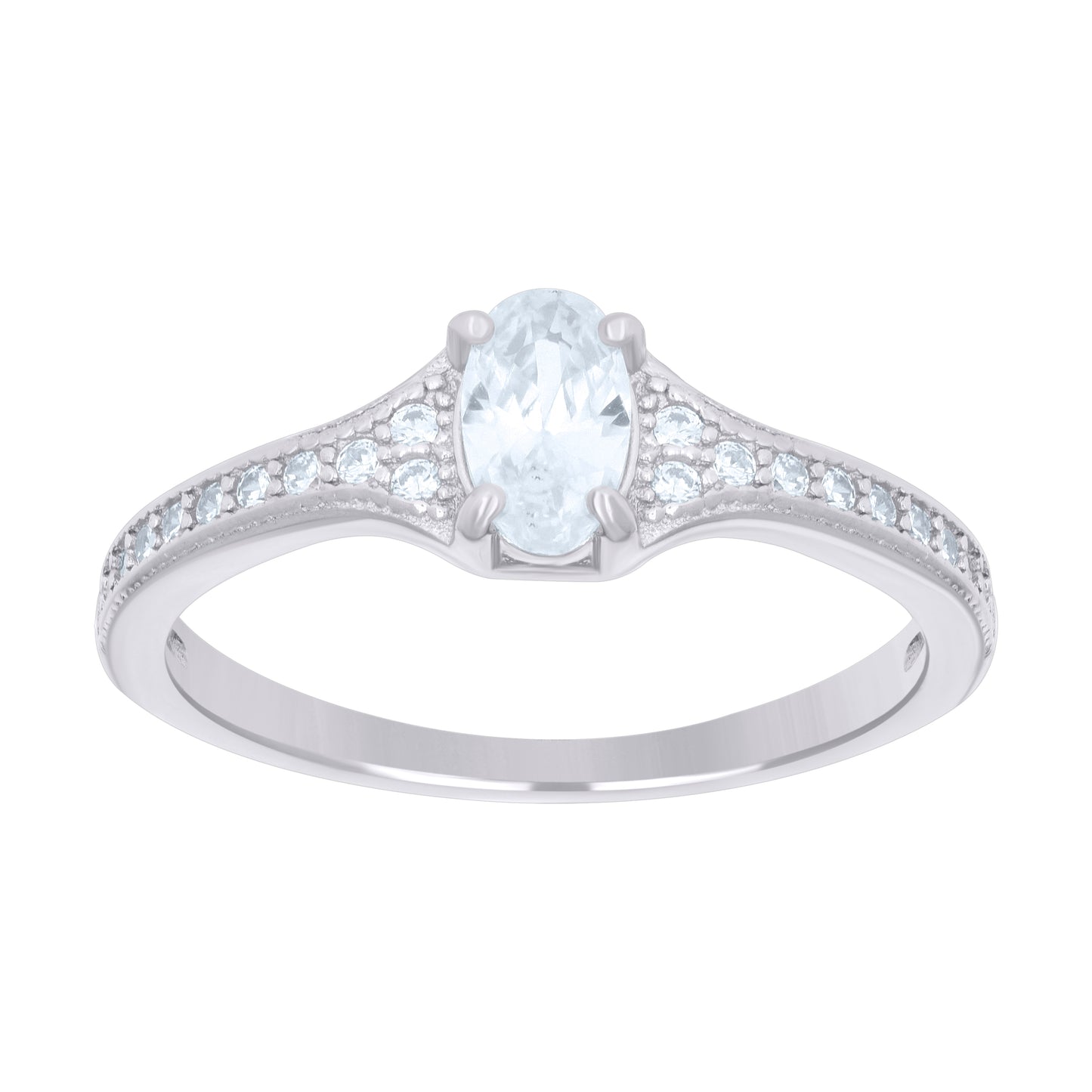 Sterling Silver Womens Oval Cubic Zirconia Bridal Anniversary Engagement Wedding Ring