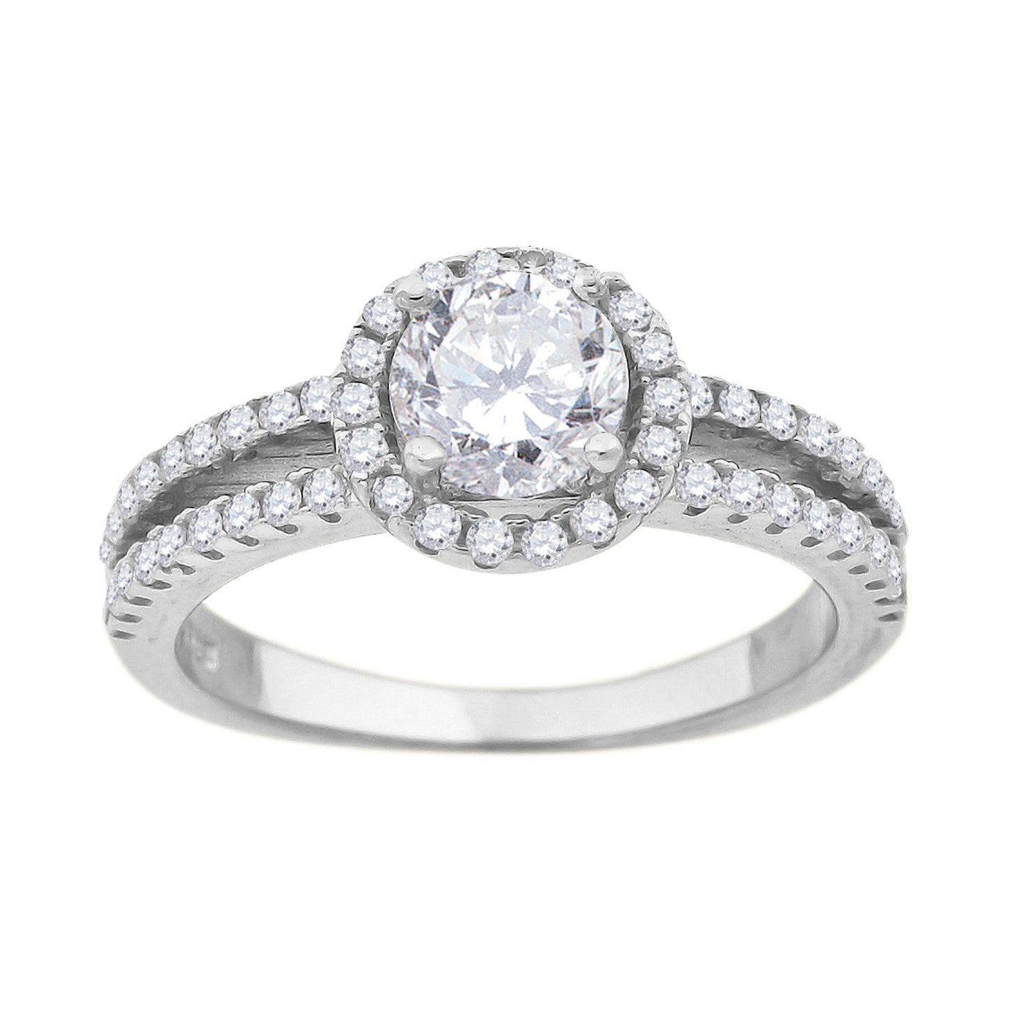 Sterling Silver Women's Cubic Zirconia Halo Bridal Anniversary Engagement Wedding Ring