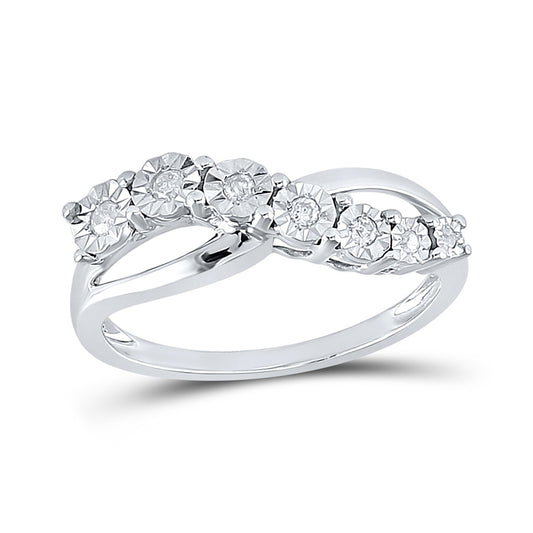 Sterling Silver Womens Round Diamond Band Ring 1/8 Cttw, Womens Size: 5-10