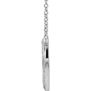 14K White Gold Round G-I I1 1/5 Ctw Natural Diamond Circle Necklace, Length: 18 In