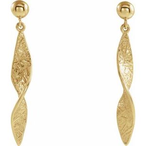 14K Yellow Gold Twisted Dangle Earrings