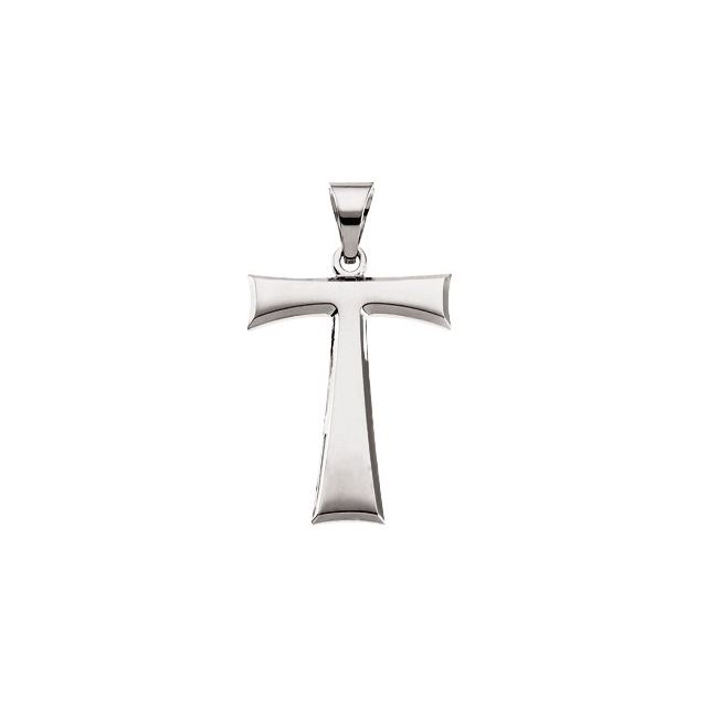 14K White Gold 22.5 X 16 Mm Polished Tau Cross Pendant