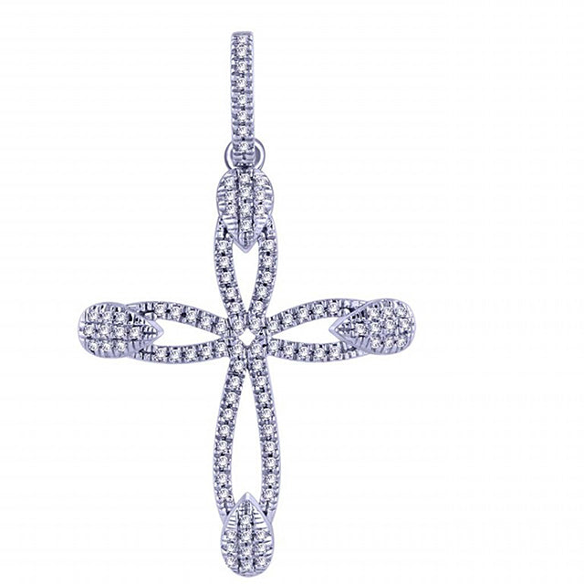 10K White Gold 0.24 Cttw Diamond "Cross" Charm