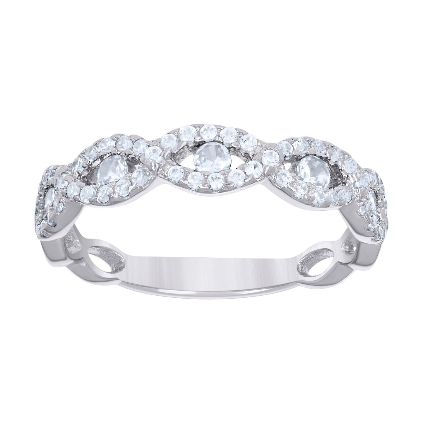 Sterling Silver Women's Cubic-Zirconia Infinity Fashion Bridal Anniversary Wedding Engagement Band Ring