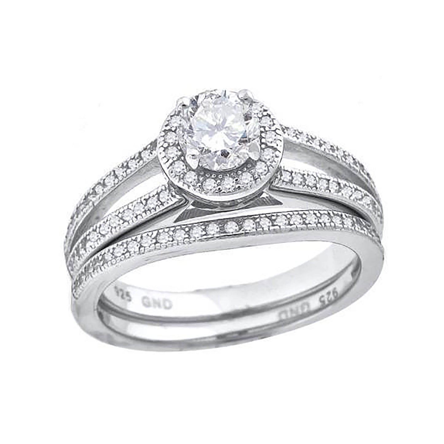 Sterling Silver Womens Cubic Zirconia Sizes 6 To 9 Round Center Stone Bridal Set Anniversary Engagement Wedding Band Ring
