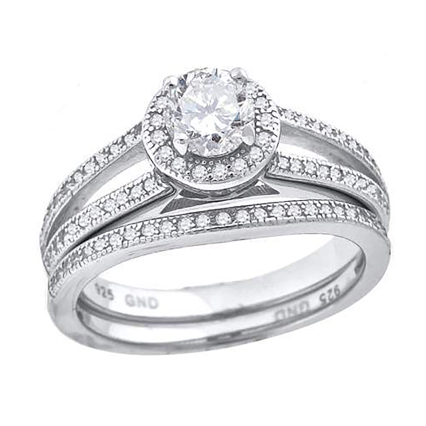 Sterling Silver Womens Cubic Zirconia Sizes 6 To 9 Round Center Stone Bridal Set Anniversary Engagement Wedding Band Ring