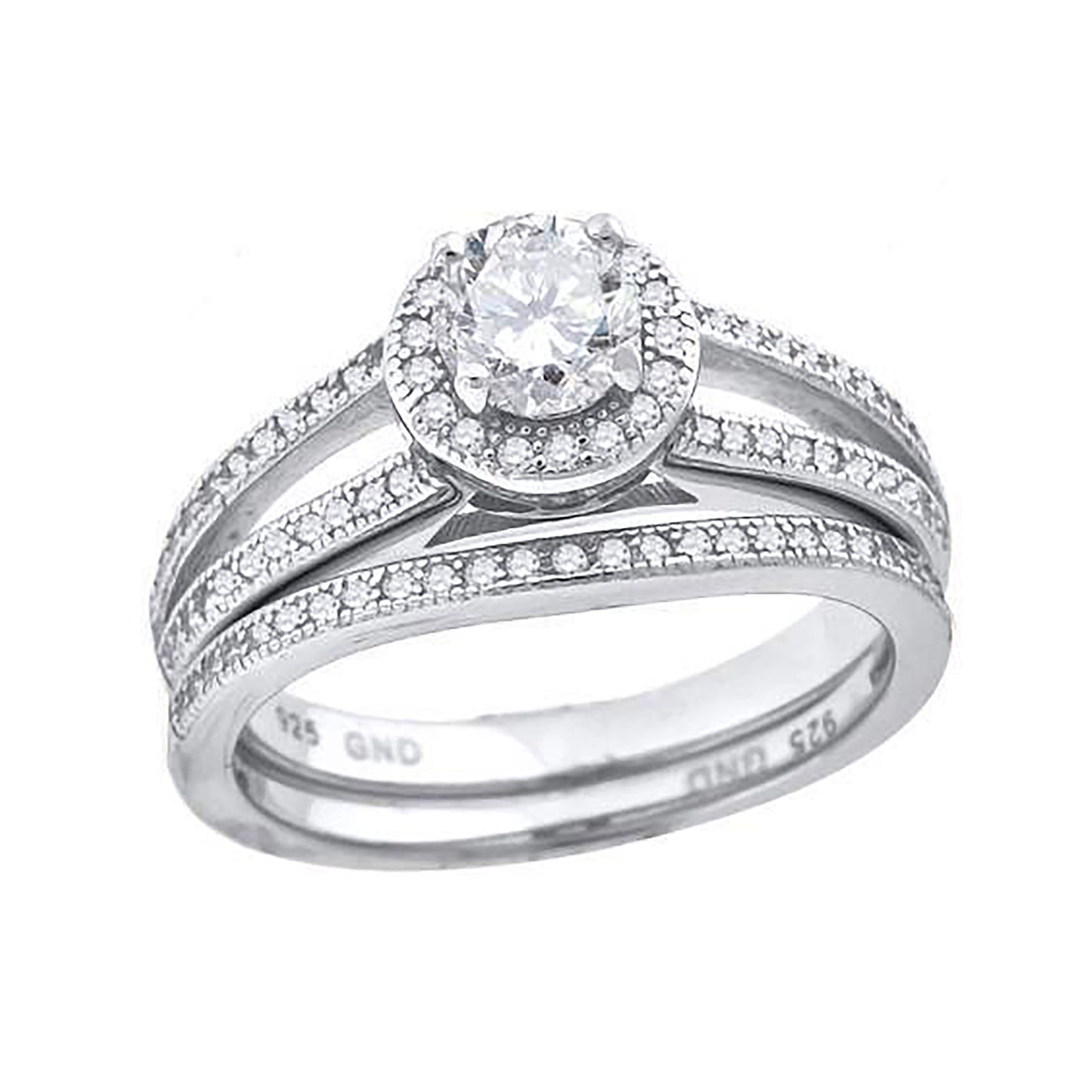 Sterling Silver Womens Cubic Zirconia Sizes 6 To 9 Round Center Stone Bridal Set Anniversary Engagement Wedding Band Ring