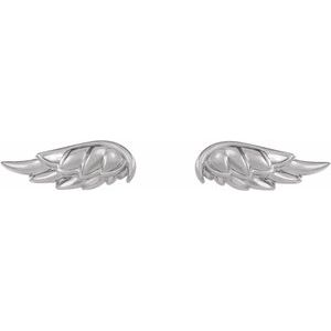Sterling Silver Pair Friction Backs Angel Wing Stud Earrings