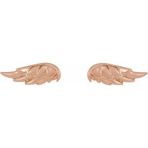 14K Rose Gold Pair Friction Backs Angel Wing Stud Earrings