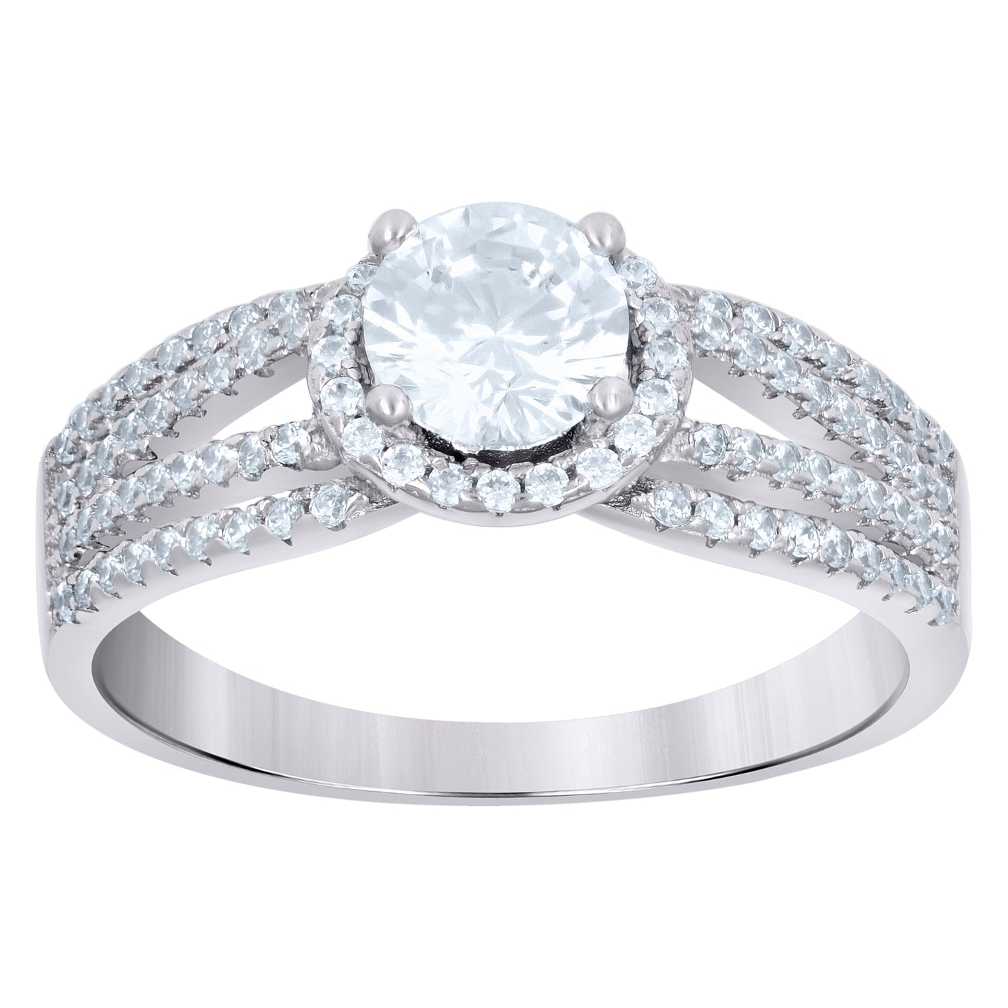 Sterling Silver Women's Cubic-Zirconia Fashion Bridal Anniversary Engagement Wedding Ring