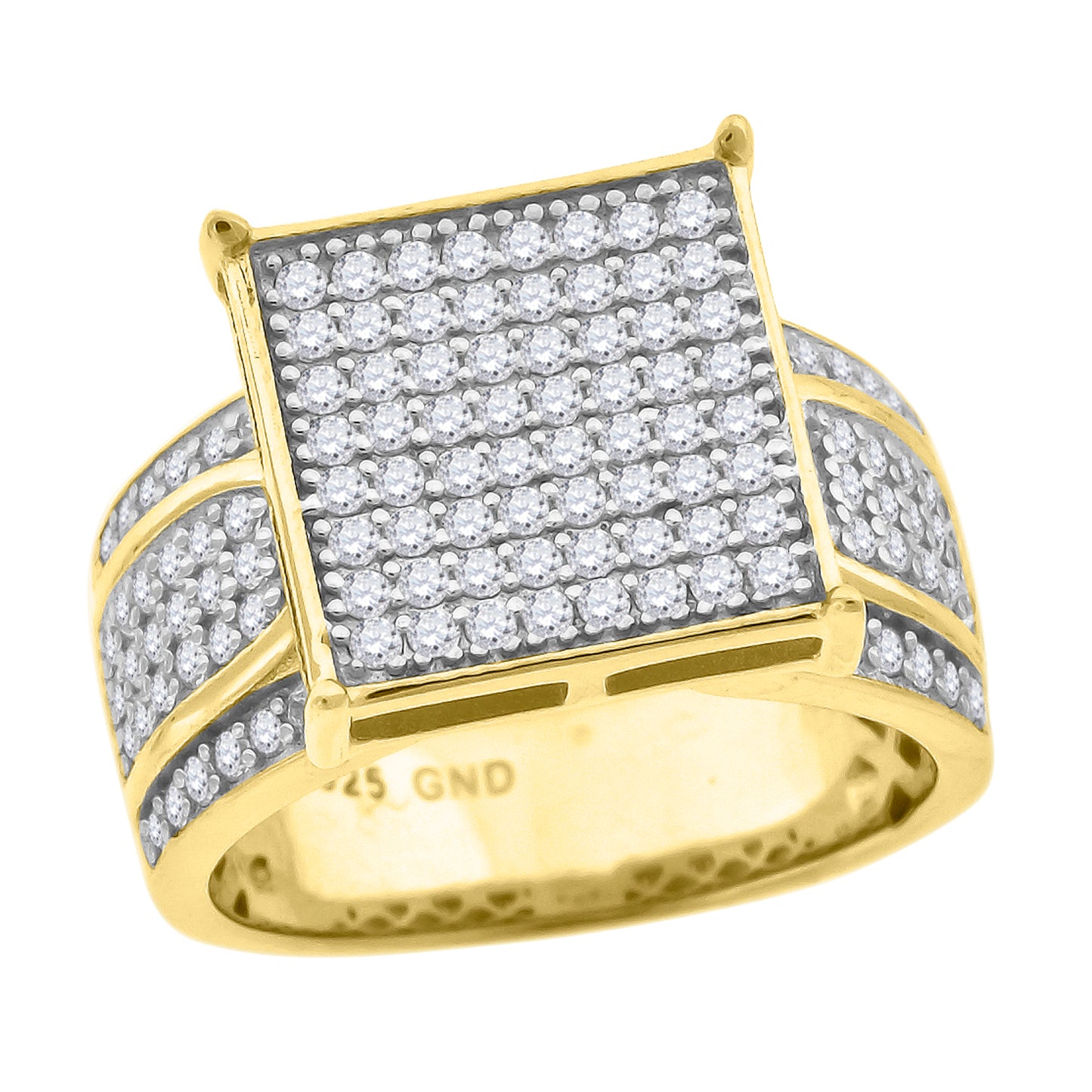 Sterling Silver Yellow-Tone Womens Cubic Zirconia Sizes 6 To 9 Square Head Bridal Anniversary Engagement Wedding Ring Band