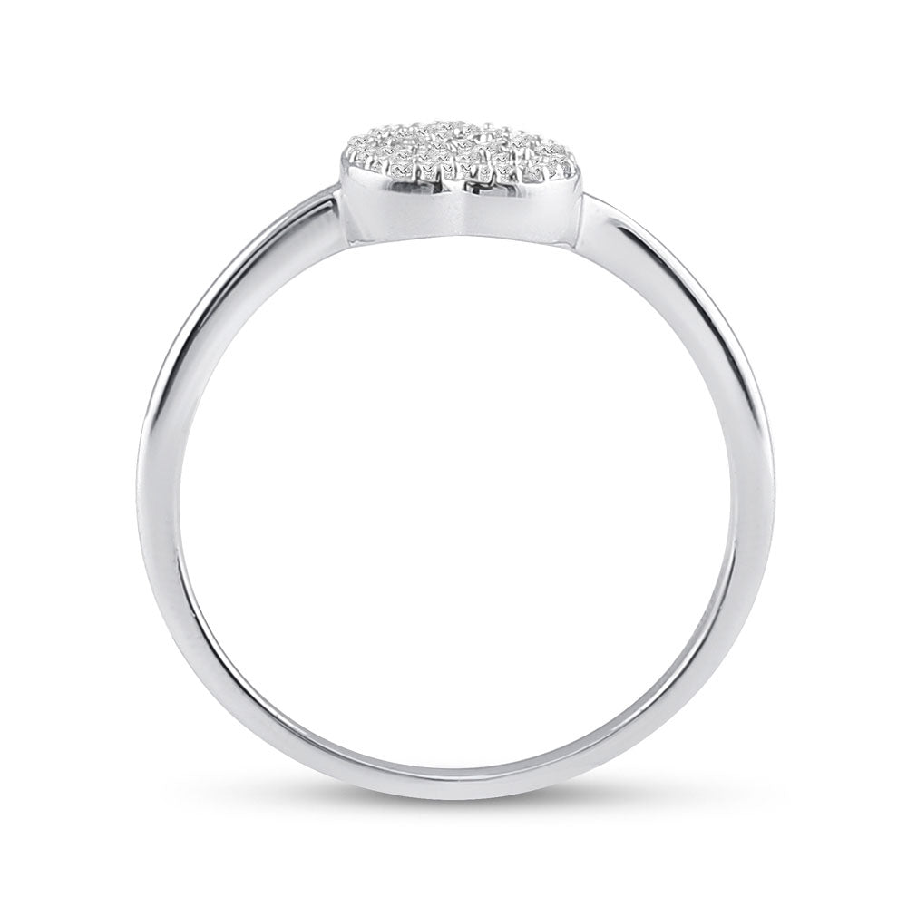 Sterling Silver Womens Round Diamond Heart Ring .03 Cttw, Womens Size: 5-10
