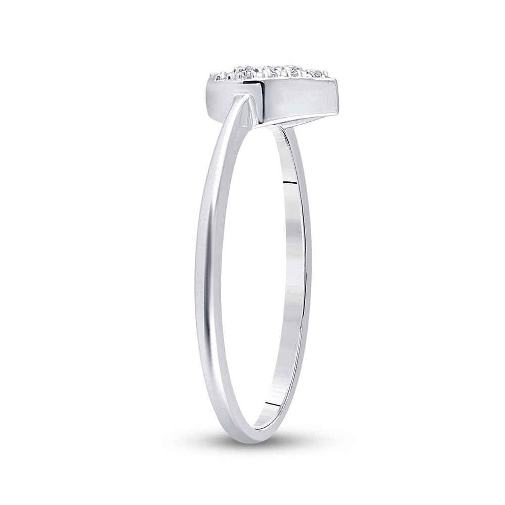 Sterling Silver Womens Round Diamond Heart Ring .03 Cttw, Womens Size: 5-10