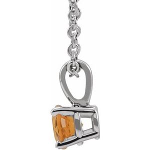 Sterling Silver Round 3 Mm Imitation Citrine Birthstone Necklace, Length: 18 In
