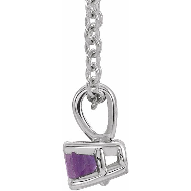 Sterling Silver Round Mm 16-18 In Polished Imitation Amethyst Birthstone Necklace